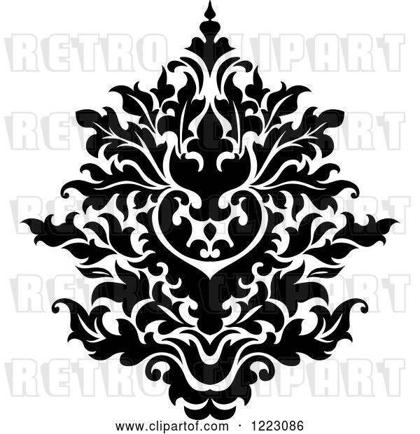 Vector Clip Art of Retro Floral Damask Design 17