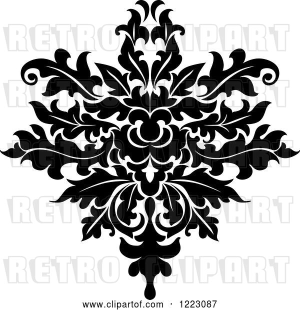 Vector Clip Art of Retro Floral Damask Design 18