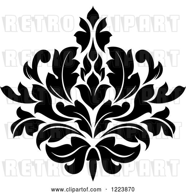Vector Clip Art of Retro Floral Damask Design 19