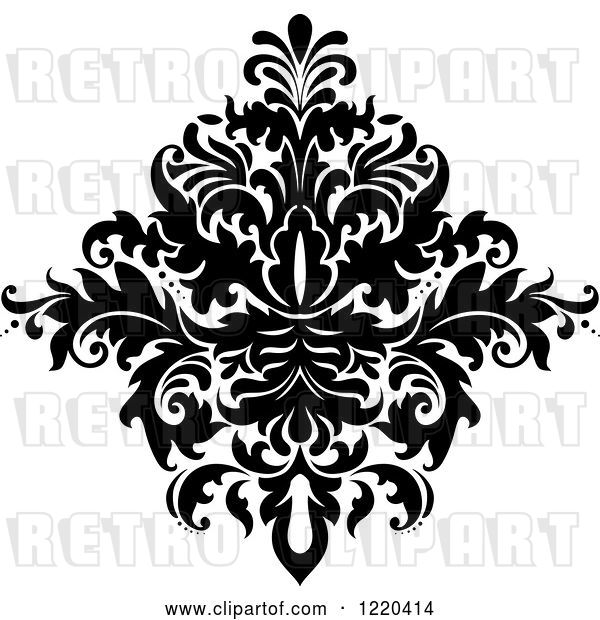 Vector Clip Art of Retro Floral Damask Design 2