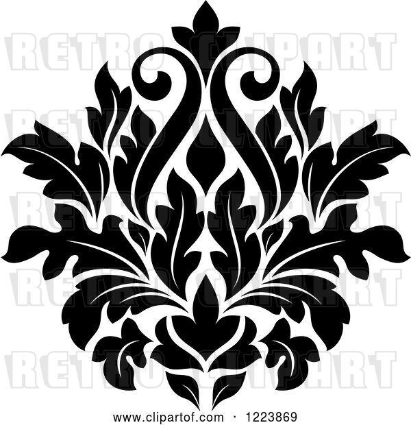 Vector Clip Art of Retro Floral Damask Design 20