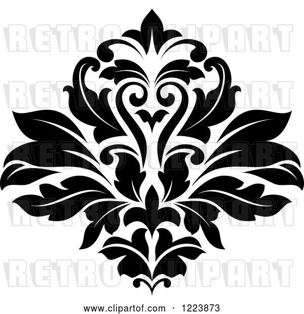 Vector Clip Art of Retro Floral Damask Design 22