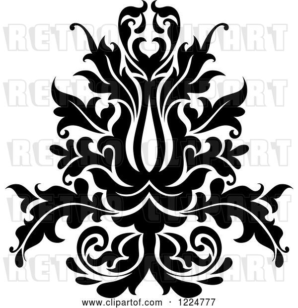 Vector Clip Art of Retro Floral Damask Design 25