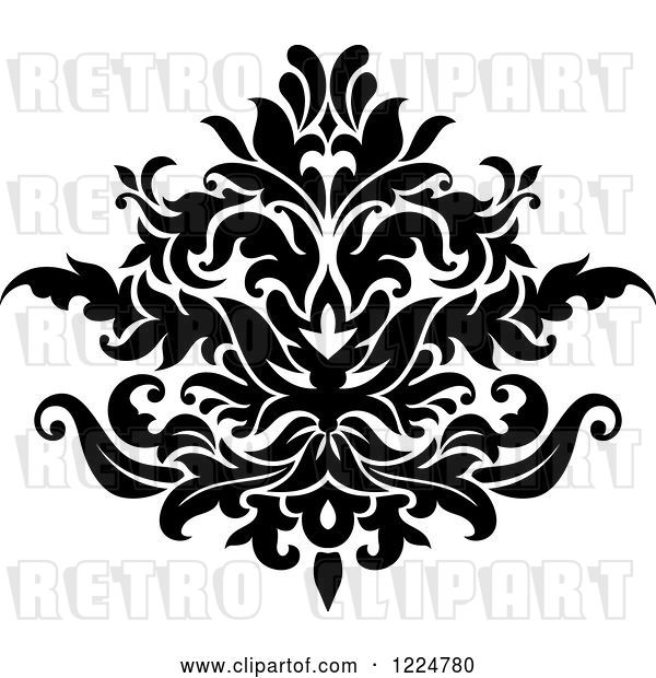 Vector Clip Art of Retro Floral Damask Design 28