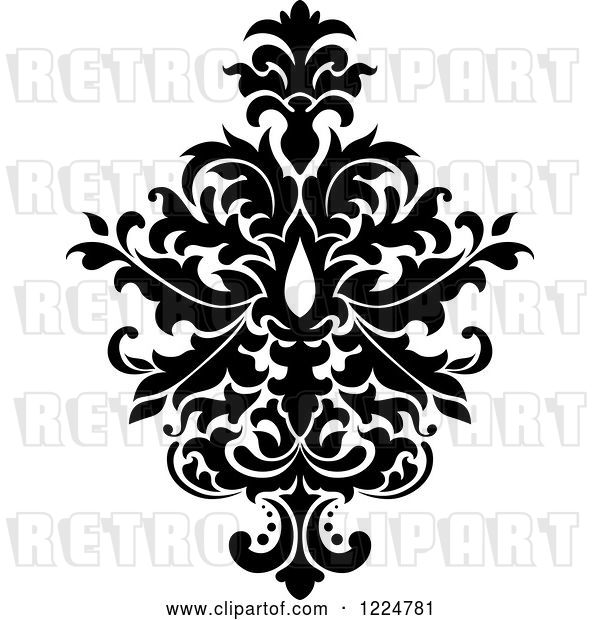 Vector Clip Art of Retro Floral Damask Design 29