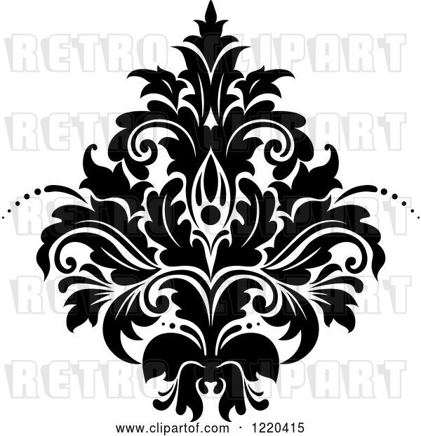 Vector Clip Art of Retro Floral Damask Design 3