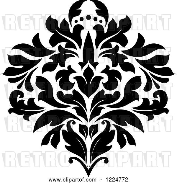 Vector Clip Art of Retro Floral Damask Design 30
