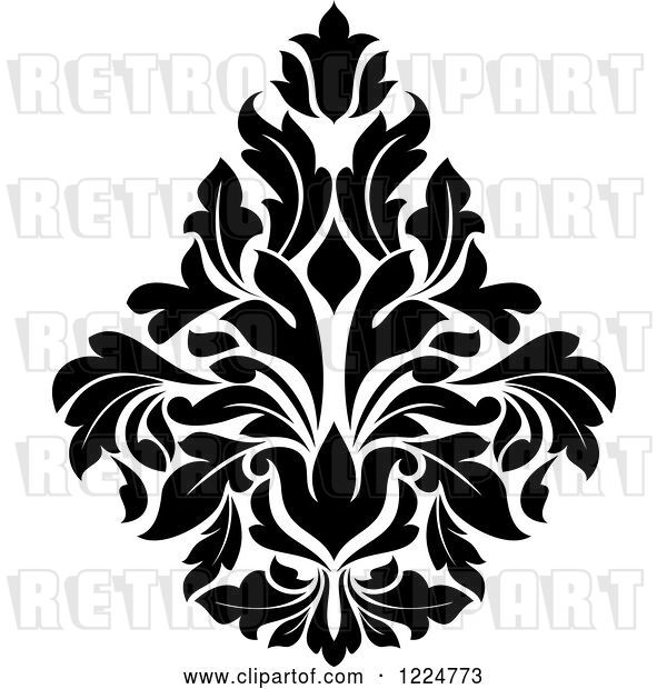 Vector Clip Art of Retro Floral Damask Design 31