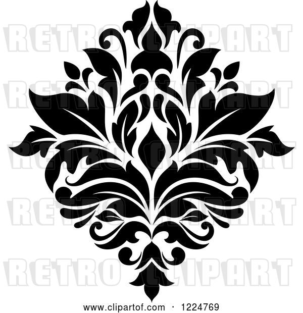Vector Clip Art of Retro Floral Damask Design 32