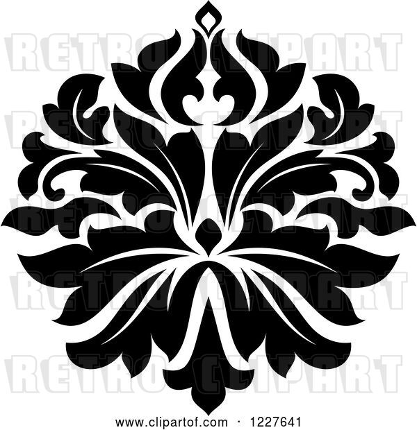 Vector Clip Art of Retro Floral Damask Design 34
