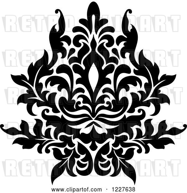 Vector Clip Art of Retro Floral Damask Design 35