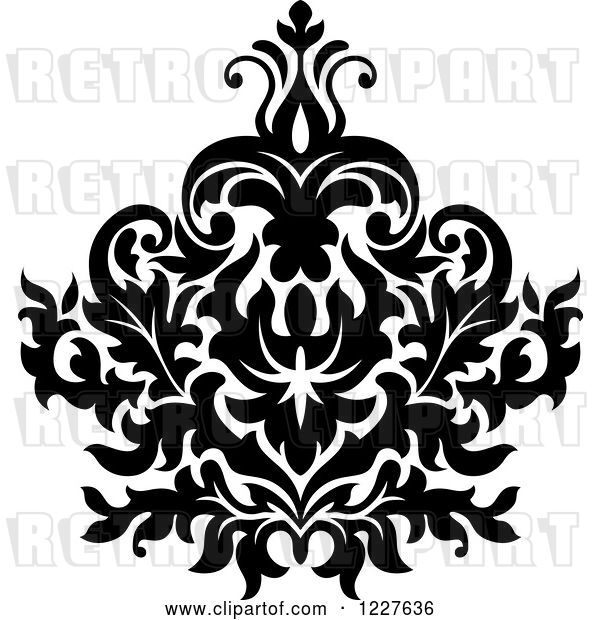 Vector Clip Art of Retro Floral Damask Design 37