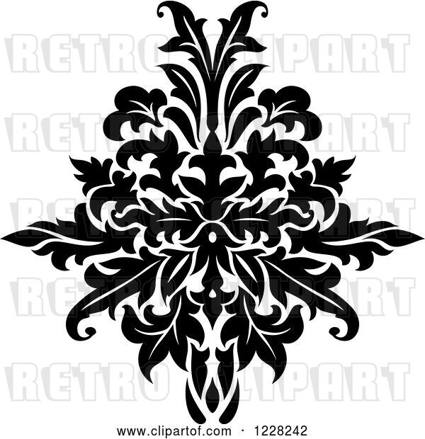 Vector Clip Art of Retro Floral Damask Design 43