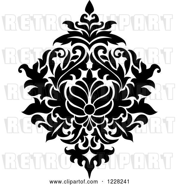 Vector Clip Art of Retro Floral Damask Design 44