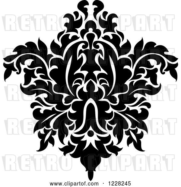 Vector Clip Art of Retro Floral Damask Design 45
