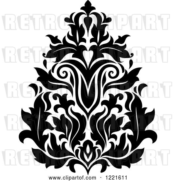 Vector Clip Art of Retro Floral Damask Design 6