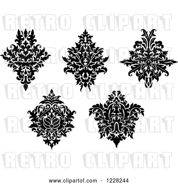 Vector Clip Art of Retro Floral Damask Designs 10