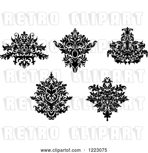 Vector Clip Art of Retro Floral Damask Designs 3