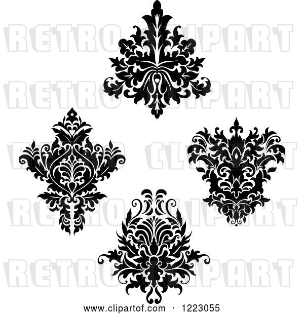 Vector Clip Art of Retro Floral Damask Designs 4