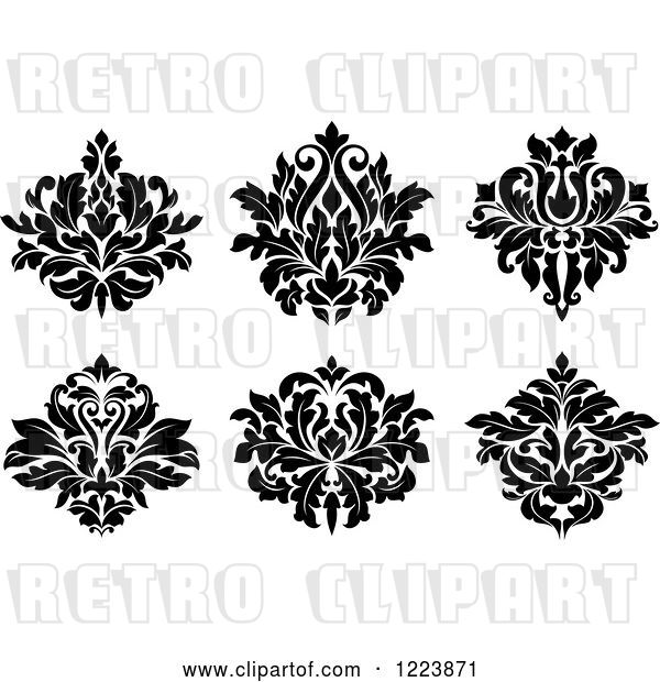 Vector Clip Art of Retro Floral Damask Designs 5