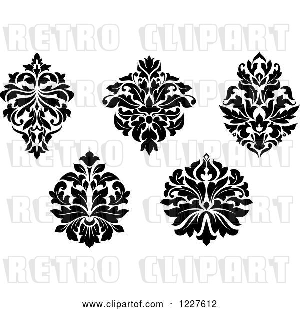 Vector Clip Art of Retro Floral Damask Designs 8