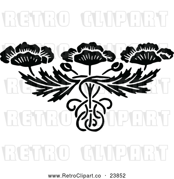 Vector Clip Art of Retro Floral Design