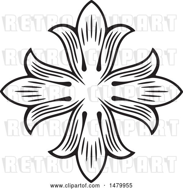 Vector Clip Art of Retro Floral Design Element