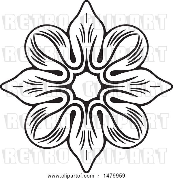 Vector Clip Art of Retro Floral Design Element