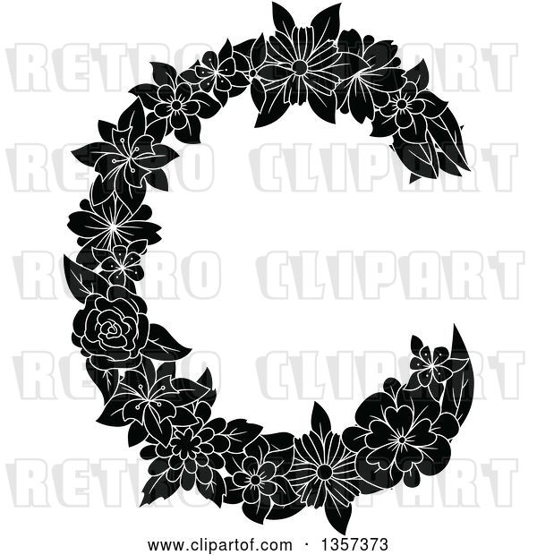 Vector Clip Art of Retro Floral Letter C Design