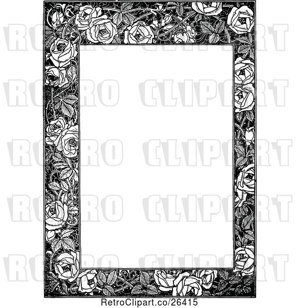 Vector Clip Art of Retro Floral Rose Page Border