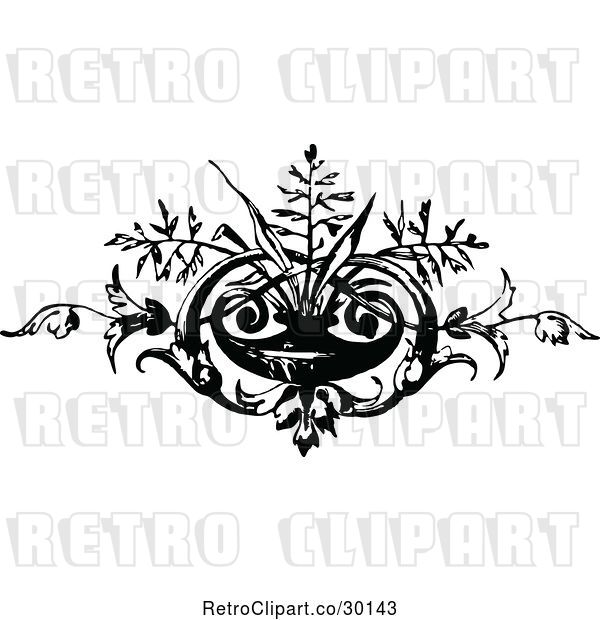 Vector Clip Art of Retro Floral Vase Border