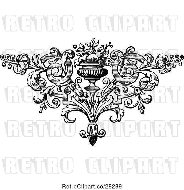 Vector Clip Art of Retro Floral Vase Design
