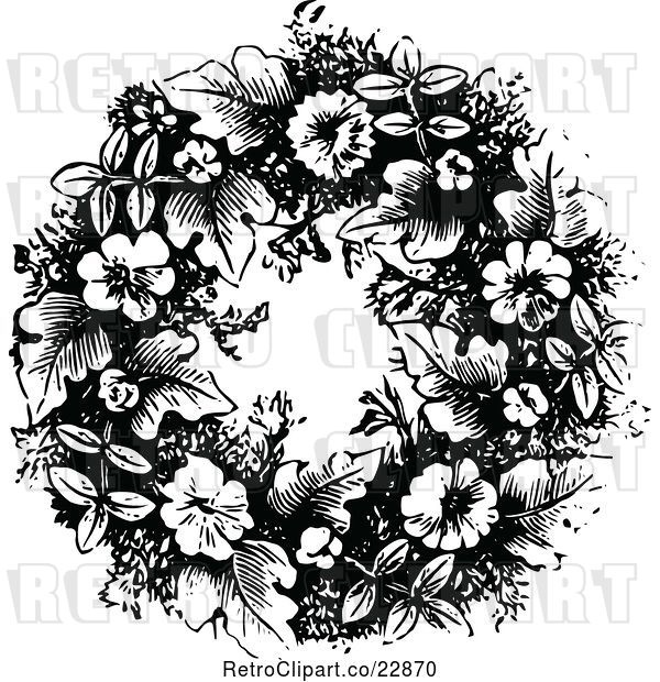 Vector Clip Art of Retro Floral Wreath