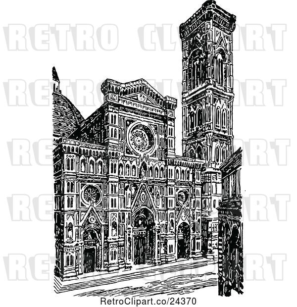 Vector Clip Art of Retro Florence Cathedral