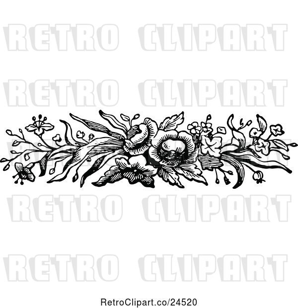 Vector Clip Art of Retro Flower Border