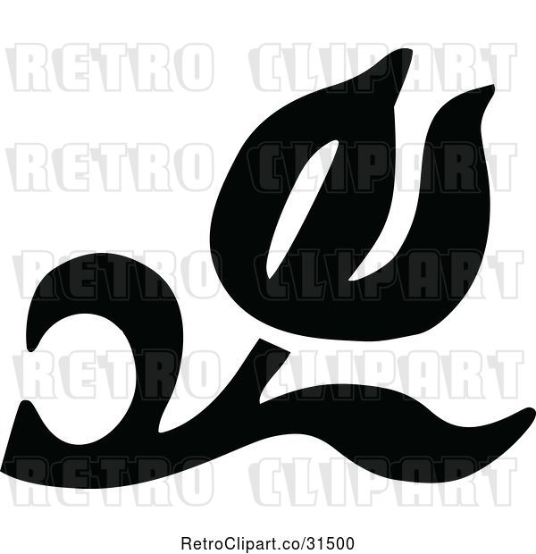 Vector Clip Art of Retro Flower Design Element 1