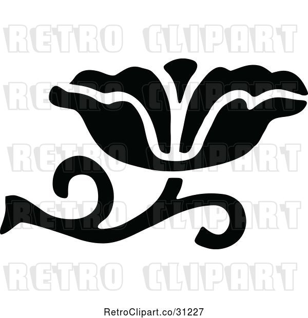 Vector Clip Art of Retro Flower Design Element 14