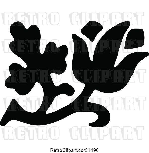 Vector Clip Art of Retro Flower Design Element 4