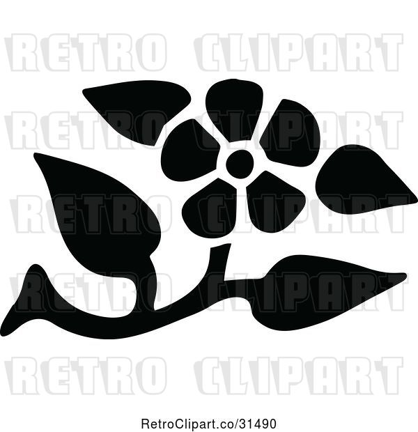 Vector Clip Art of Retro Flower Design Element 9