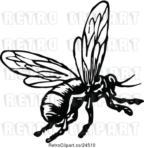 Vector Clip Art of Retro Flying Bee