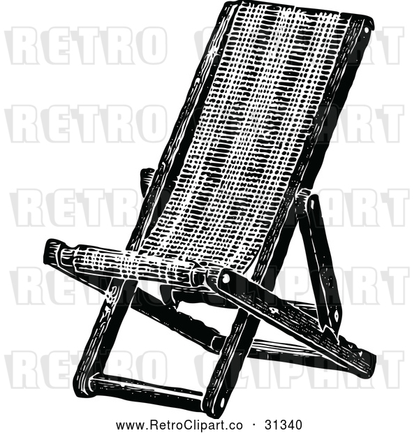 Vector Clip Art of Retro Folding Deck Chair