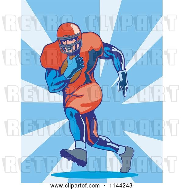 Vector Clip Art of Retro Football Player Running 2