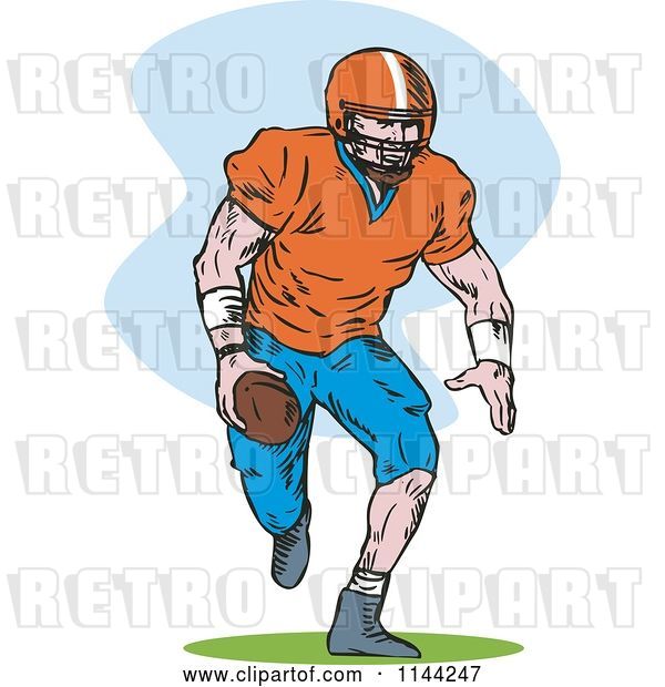 Vector Clip Art of Retro Football Player Running 3