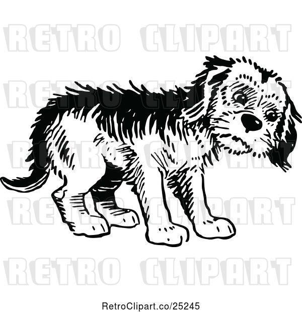 Vector Clip Art of Retro Forlorn Dog