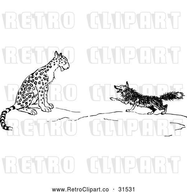 Vector Clip Art of Retro Fox and Leopard