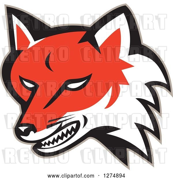 Vector Clip Art of Retro Fox Head Snarling