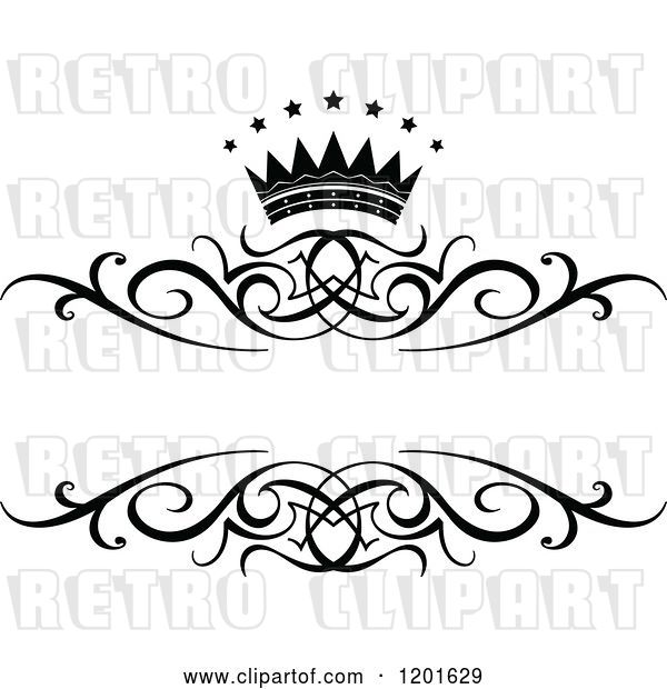 Vector Clip Art of Retro Frame with a Crown and Stars 2