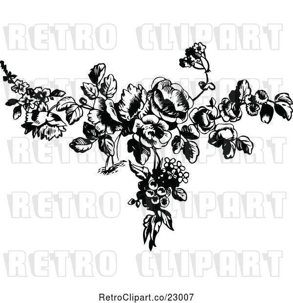 Vector Clip Art of Retro French Rose Design Element 1
