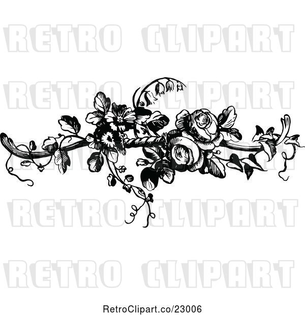Vector Clip Art of Retro French Rose Design Element 2