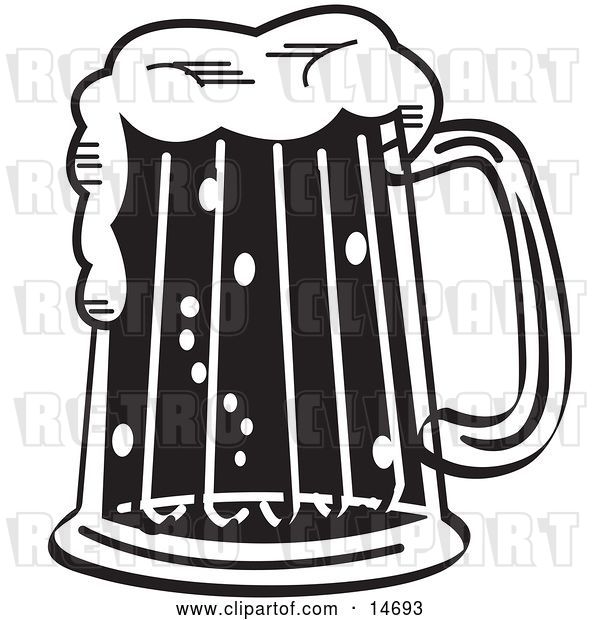 Vector Clip Art of Retro Frothy Mug of Beer in a Bar Clipart Illustration